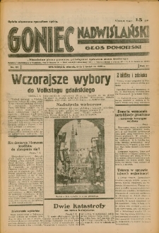 Goniec Nadwiślański: Głos Pomorski: Niezależne pismo poranne, poświęcone sprawom stanu średniego 1935.04.09 R.11 Nr83
