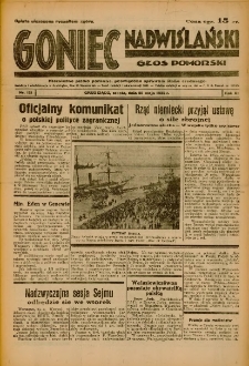 Goniec Nadwiślański: Głos Pomorski: Niezależne pismo poranne, poświęcone sprawom stanu średniego 1935.05.25 R.11 Nr121