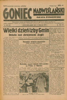 Goniec Nadwiślański: Głos Pomorski: Niezależne pismo poranne, poświęcone sprawom stanu średniego 1936.11.13 R.12 Nr265A