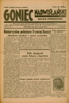 Goniec Nadwiślański: Głos Pomorski: Niezależne pismo poranne, poświęcone sprawom stanu średniego 1937.01.06 R.13 Nr4A