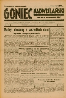 Goniec Nadwiślański: Głos Pomorski: Niezależne pismo poranne, poświęcone sprawom stanu średniego 1937.01.10 R.13 Nr7A