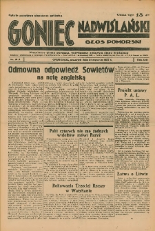 Goniec Nadwiślański: Głos Pomorski: Niezależne pismo poranne, poświęcone sprawom stanu średniego 1937.01.21 R.13 Nr16A