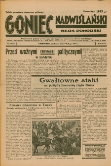 Goniec Nadwiślański: Głos Pomorski: Niezależne pismo poranne, poświęcone sprawom stanu średniego 1937.02.07 R.13 Nr30A