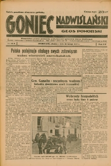 Goniec Nadwiślański: Głos Pomorski: Niezależne pismo poranne, poświęcone sprawom stanu średniego 1937.02.28 R.13 Nr48A
