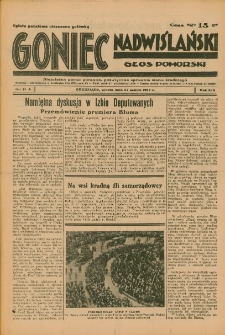 Goniec Nadwiślański: Głos Pomorski: Niezależne pismo poranne, poświęcone sprawom stanu średniego 1937.03.27 R.13 Nr71A