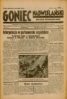 Goniec Nadwiślański: Głos Pomorski: Niezależne pismo poranne, poświęcone sprawom stanu średniego 1935.06.20 R.11 Nr141