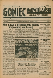 Goniec Nadwiślański: Głos Pomorski: Niezależne pismo poranne, poświęcone sprawom stanu średniego 1935.06.23 R.11 Nr143