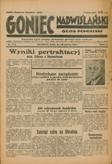 Goniec Nadwiślański: Głos Pomorski: Niezależne pismo poranne, poświęcone sprawom stanu średniego 1935.06.28 R.11 Nr147