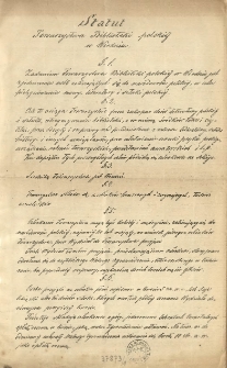 Statut Towarzystwa Biblioteki polskiej w Wiedniu