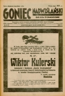 Goniec Nadwiślański: Głos Pomorski: Niezależne pismo poranne, poświęcone sprawom stanu średniego 1935.09.20 R.11 Nr217
