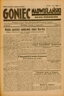 Goniec Nadwiślański: Głos Pomorski: Niezależne pismo poranne, poświęcone sprawom stanu średniego 1937.08.14 R.13 Nr185A