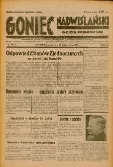 Goniec Nadwiślański: Głos Pomorski: Niezależne pismo poranne, poświęcone sprawom stanu średniego 1935.10.30 R.11 Nr251