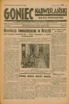 Goniec Nadwiślański: Głos Pomorski: Niezależne pismo poranne, poświęcone sprawom stanu średniego 1935.11.28 R.11 Nr275