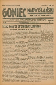 Goniec Nadwiślański: Głos Pomorski: Niezależne pismo poranne, poświęcone sprawom stanu średniego 1935.12.11 R.11 Nr287