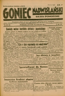 Goniec Nadwiślański: Głos Pomorski: Niezależne pismo poranne, poświęcone sprawom stanu średniego 1937.10.19 R.13 Nr241A