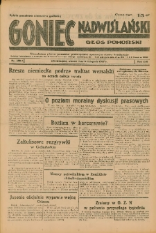 Goniec Nadwiślański: Głos Pomorski: Niezależne pismo poranne, poświęcone sprawom stanu średniego 1937.11.09 R.13 Nr258A