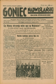 Goniec Nadwiślański: Głos Pomorski: Niezależne pismo poranne, poświęcone sprawom stanu średniego 1937.12.02 R.13 Nr278A