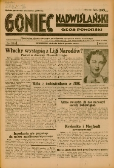 Goniec Nadwiślański: Głos Pomorski: Niezależne pismo poranne, poświęcone sprawom stanu średniego 1937.12.12 R.13 Nr286A