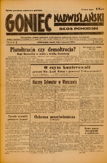 Goniec Nadwiślański: Głos Pomorski: Niezależne pismo poranne, poświęcone sprawom stanu średniego 1938.01.04 R.14 Nr2A