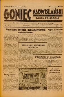 Goniec Nadwiślański: Głos Pomorski: Niezależne pismo poranne, poświęcone sprawom stanu średniego 1938.01.05 R.14 Nr3A