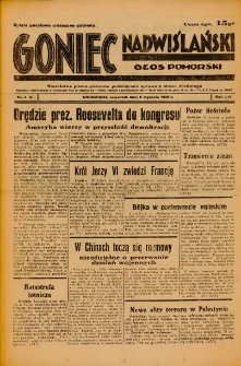 Goniec Nadwiślański: Głos Pomorski: Niezależne pismo poranne, poświęcone sprawom stanu średniego 1938.01.06 R.14 Nr4A