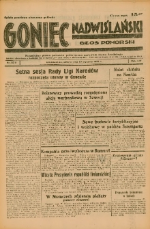 Goniec Nadwiślański: Głos Pomorski: Niezależne pismo poranne, poświęcone sprawom stanu średniego 1938.01.23 R.14 Nr23A