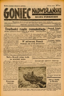 Goniec Nadwiślański: Głos Pomorski: Niezależne pismo poranne, poświęcone sprawom stanu średniego 1938.02.17 R.14 Nr39A