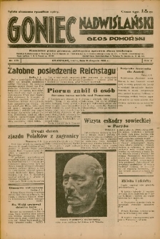 Goniec Nadwiślański: Głos Pomorski: Niezależne pismo poranne, poświęcone sprawom stanu średniego 1934.08.08 R.10 Nr179