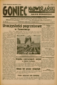 Goniec Nadwiślański: Głos Pomorski: Niezależne pismo poranne, poświęcone sprawom stanu średniego 1934.08.10 R.10 Nr181