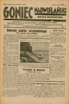 Goniec Nadwiślański: Głos Pomorski: Niezależne pismo poranne, poświęcone sprawom stanu średniego 1934.08.29 R.10 Nr196
