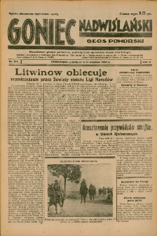 Goniec Nadwiślański: Głos Pomorski: Niezależne pismo poranne, poświęcone sprawom stanu średniego 1934.09.21 R.10 Nr216