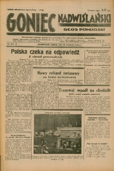 Goniec Nadwiślański: Głos Pomorski: Niezależne pismo poranne, poświęcone sprawom stanu średniego 1934.09.22 R.10 Nr217