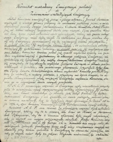 Komitet Narodowy Emigracyi Polskiej do Ziomków składających Emigracyą