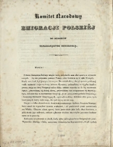 Komitet Narodowy Emigracji Polskiéj do rodaków składających emigracją