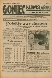 Goniec Nadwiślański: Głos Pomorski: Niezależne pismo poranne, poświęcone sprawom stanu średniego 1934.09.18 R.10 Nr213