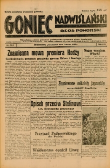 Goniec Nadwiślański: Głos Pomorski: Niezależne pismo poranne, poświęcone sprawom stanu średniego 1938.03.07 R.14 Nr54A