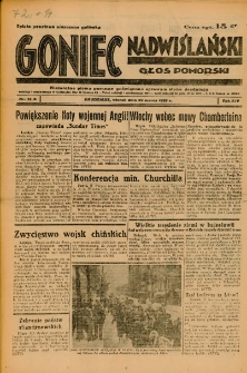Goniec Nadwiślański: Głos Pomorski: Niezależne pismo poranne, poświęcone sprawom stanu średniego 1938.03.29 R.14 Nr73A