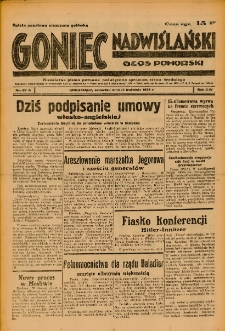 Goniec Nadwiślański: Głos Pomorski: Niezależne pismo poranne, poświęcone sprawom stanu średniego 1938.04.14 R.14 Nr87A