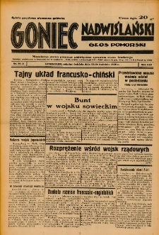 Goniec Nadwiślański: Głos Pomorski: Niezależne pismo poranne, poświęcone sprawom stanu średniego 1938.04.24/23 R.14 Nr94A