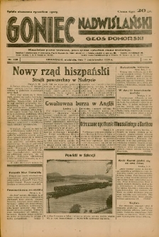 Goniec Nadwiślański: Głos Pomorski: Niezależne pismo poranne, poświęcone sprawom stanu średniego 1934.10.07 R.10 Nr230