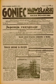 Goniec Nadwiślański: Głos Pomorski: Niezależne pismo poranne, poświęcone sprawom stanu średniego 1934.10.31 R.10 Nr250