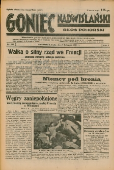 Goniec Nadwiślański: Głos Pomorski: Niezależne pismo poranne, poświęcone sprawom stanu średniego 1934.11.07 R.10 Nr255