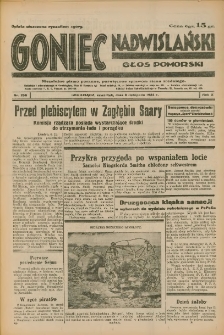 Goniec Nadwiślański: Głos Pomorski: Niezależne pismo poranne, poświęcone sprawom stanu średniego 1934.11.08 R.10 Nr256