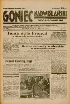 Goniec Nadwiślański: Głos Pomorski: Niezależne pismo poranne, poświęcone sprawom stanu średniego 1934.11.27 R.10 Nr272