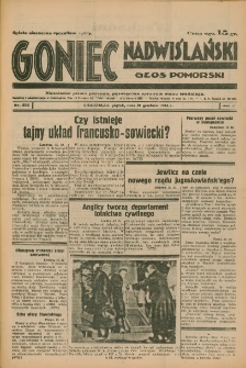 Goniec Nadwiślański: Głos Pomorski: Niezależne pismo poranne, poświęcone sprawom stanu średniego 1934.12.21 R.10 Nr292