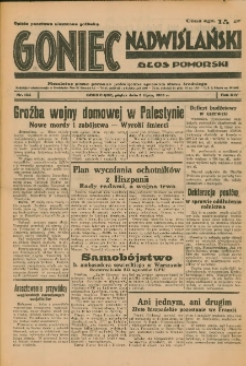 Goniec Nadwiślański: Głos Pomorski: Niezależne pismo poranne, poświęcone sprawom stanu średniego 1938.07.08 R.14 Nr154A