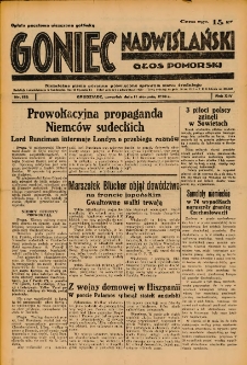Goniec Nadwiślański: Głos Pomorski: Niezależne pismo poranne, poświęcone sprawom stanu średniego 1938.08.11 R.14 Nr183
