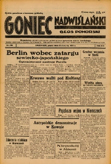 Goniec Nadwiślański: Głos Pomorski: Niezależne pismo poranne, poświęcone sprawom stanu średniego 1938.08.12 R.14 Nr184