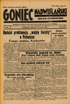 Goniec Nadwiślański: Głos Pomorski: Niezależne pismo poranne, poświęcone sprawom stanu średniego 1938.08.23 R.14 Nr192