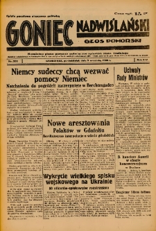 Goniec Nadwiślański: Głos Pomorski: Niezależne pismo poranne, poświęcone sprawom stanu średniego 1938.09.05 R.14 Nr203